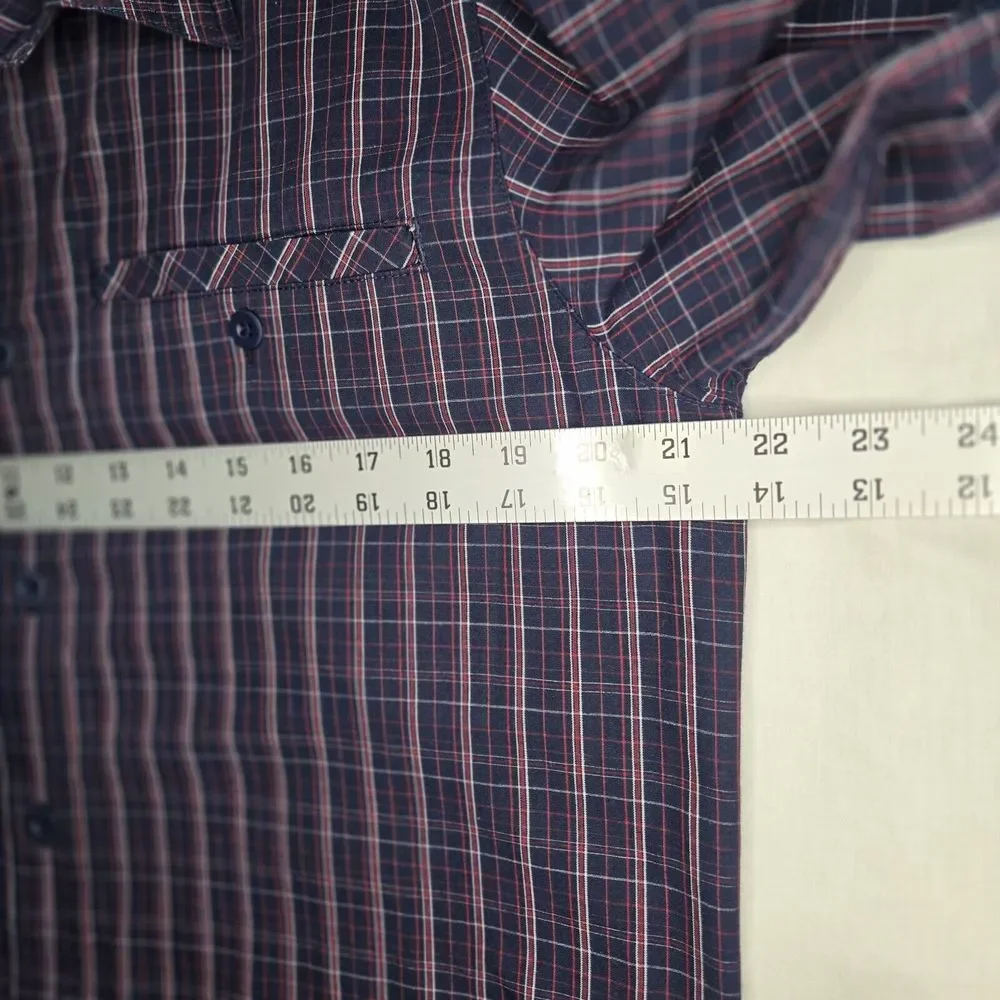 The North Face Men's Shirt Medium Navy Plaid Long Sleeve Button Down Casual‎